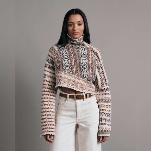 rag & bone Sweaters - New Rag & Bone Hollis Patchwork Fair Isle Wool Crop Sweater
